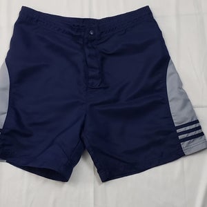 Adidas Vintage Nylon Board Shorts Large Navy Blue Stripes Swim Trunks