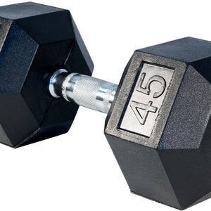 New 45 LBS Hex Rubber Dumbbell