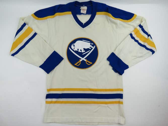 Vintage Sandow Buffalo Sabres Retro Durene NHL Ice Hockey Jersey White Small