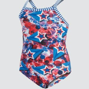Dolfin Uglies Red White & Blue Girls One Piece Suit Girls Liberty Size 14