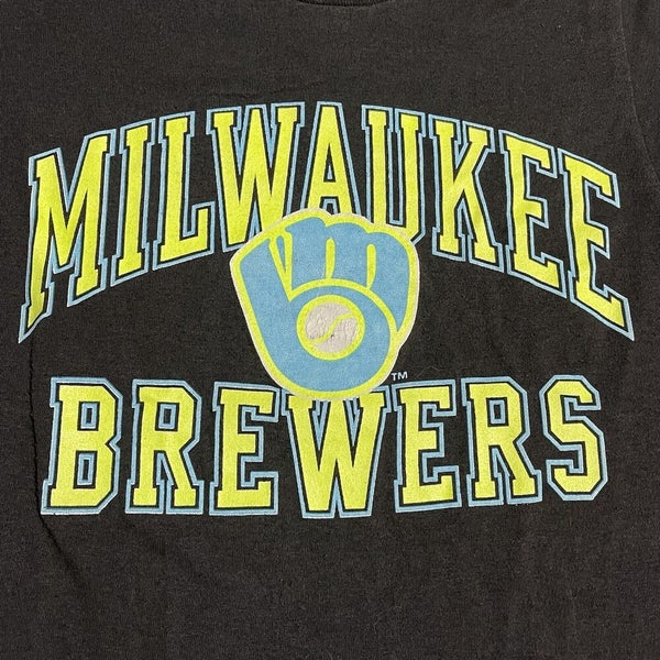 Vintage YOUTH Milwaukee Brewers Logo 7 T-Shirt Size Kids Medium 10-12 Rare  Color