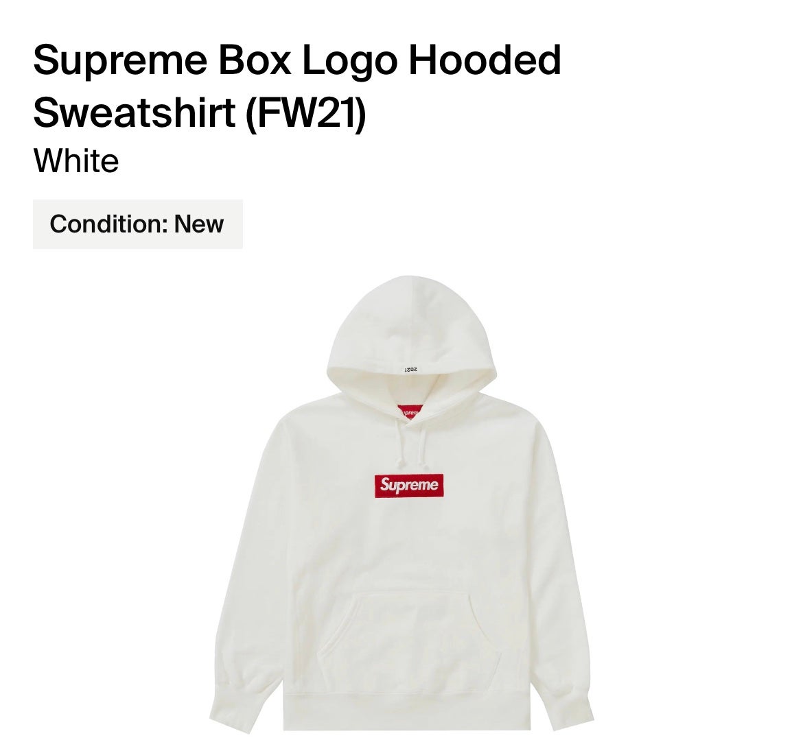 Supreme Box Logo Hoodie Size Medium Adult New Pullover Deadstock
