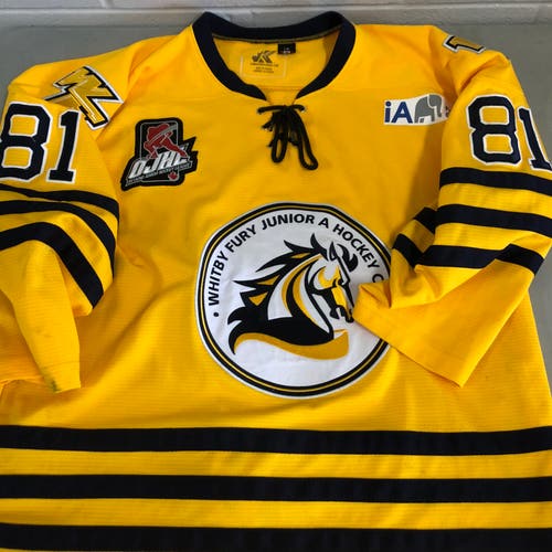 Whitby Fury JrA Large yellow game jersey # 81