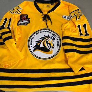 Whitby Fury JrA XL yellow game jersey #11