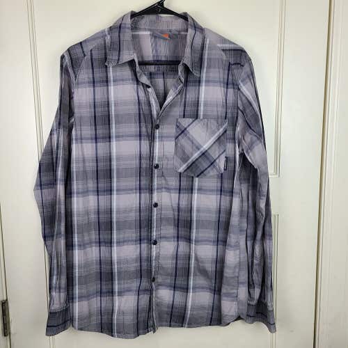 Merrell Men's Button Up Gray Plaid Shirt Outdoor Lumberjack Long Sleeve Size: M