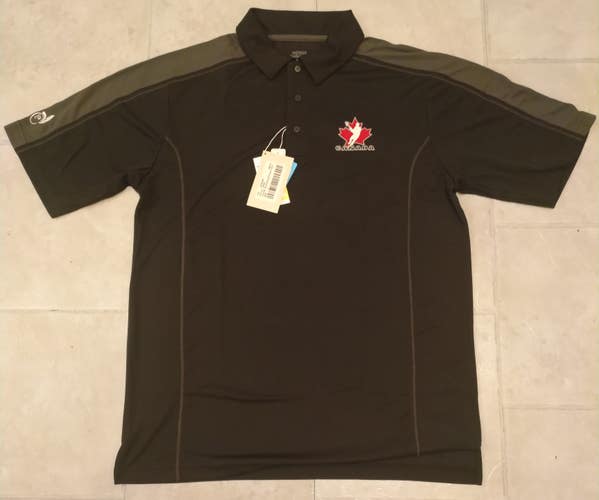 Team Canada Lacrosse Golf Shirt - Black/Grey- NEW
