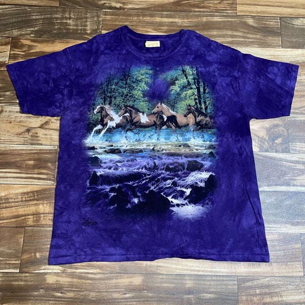 Vintage Mountain Animal Kingdom Purple Tie-Dye T- Shirt Great