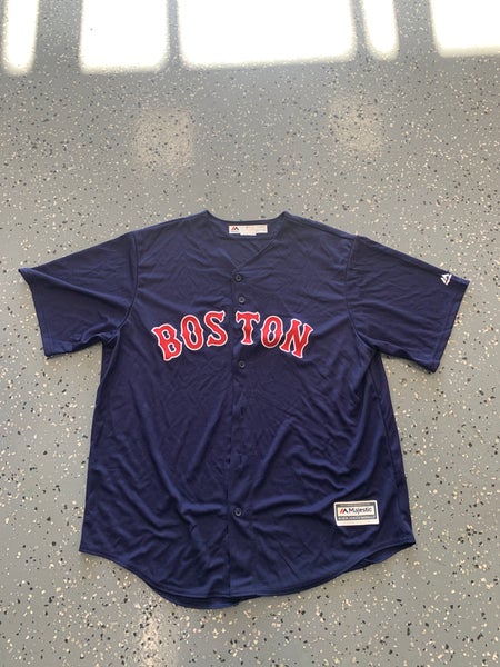 Men's Majestic Boston Red Sox #50 Mookie Betts Authentic Navy Blue Team  Logo Fashion Cool Base MLB Jersey