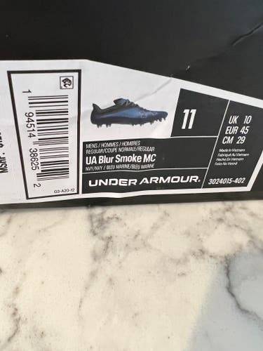 Blue Adult New Men's Molded Cleats Size 11 (Women's 12) Under Armour Cleats