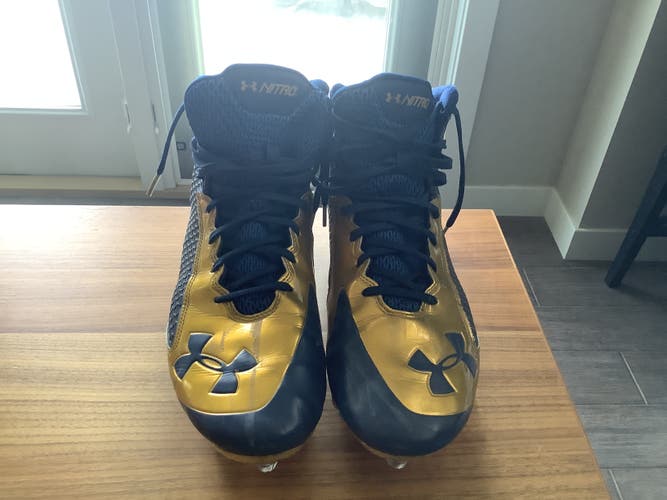 Used Men's Size 13 (Women's 14) Detachable Cleats Under Armour Mid Top ClutchFit