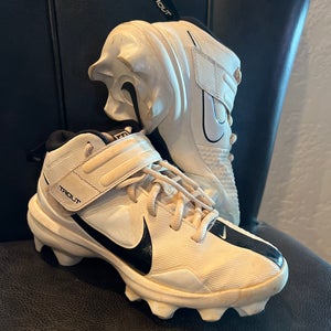 White Kid's Molded Cleats High Top Trout