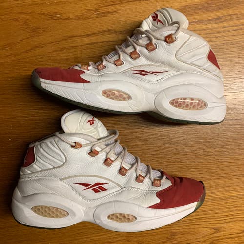 Reebok Allen Iverson Question Basketball Shoes White/Red(Maroon) Men’s Size 13