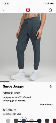 Mens S Lululemon Surge Joggers - Iron Blue