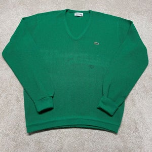 Izod Lacoste Sweater Men XL Adult Green V Neck Golf Vintage 90s Retro Pullover