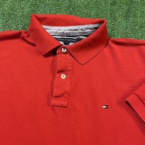 Tommy Hilfiger Collared Shirt Mens XL Adult Red Basic Logo Polo Tee Flag Work