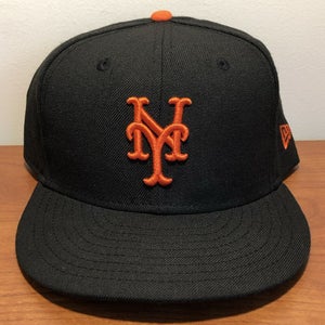 New York Mets Hat Baseball Cap Fitted 7 5/8 New Era Vintage MLB Retro Black NYM