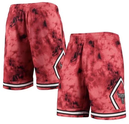$110 NEW Mitchell & Ness NBA Chicago Bulls Galaxy Red Reflective Shorts LARGE