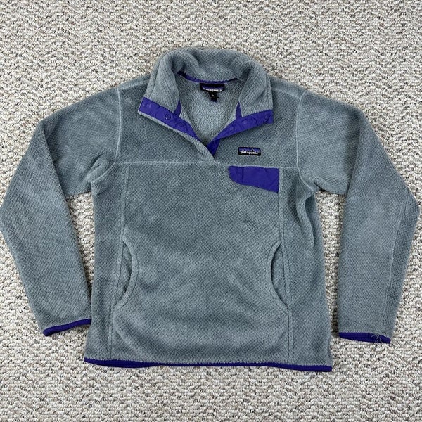 Patagonia Retool Snap-T Fleece Pullover Jacket Grey Purple Women's