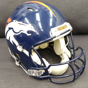 Custom Painted Peyton Manning Denver Broncos Used Large Riddell Revolution Helmet