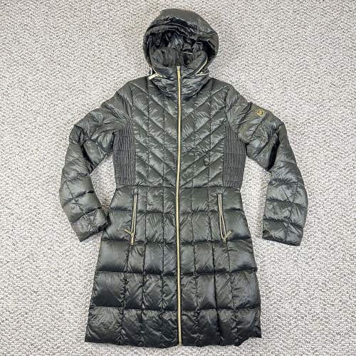 Michael Kors Packable Down Fill Jacket Puffer Coat Women’s Small Green Zip Up
