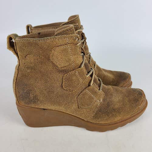 SOREL Toronto Women's Brown Leather Wedge Ankle Booties Size 6 NL2115-286