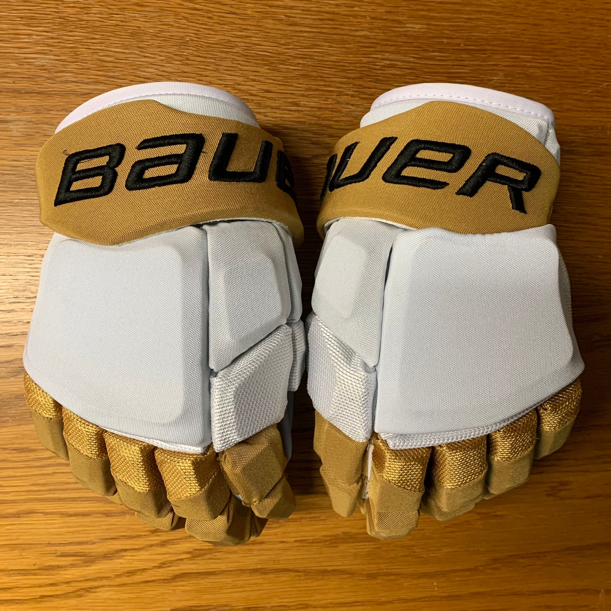 CCM HG97 Vegas Golden Knights NHL Pro Stock Hockey Player Gloves White Gold  14