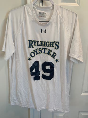 White Ryleigh's Oysters Lacrosse Mens XL T-Shirt