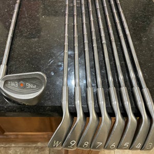 Used Men's Ping Right Handed Eye 2 Iron Set Stiff Flex 9 Pieces Steel Shaft