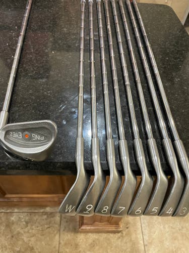 Used Men's Ping Right Handed Eye 2 Iron Set Stiff Flex 9 Pieces Steel Shaft