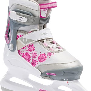 Bladerunner Girls Micro Ice Skate, White/Pink, Adjustable, Size 5-8