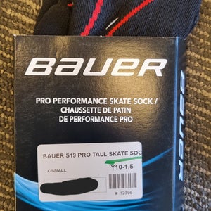 Black Youth Unisex New XS Bauer Pro Performance Skate Socks