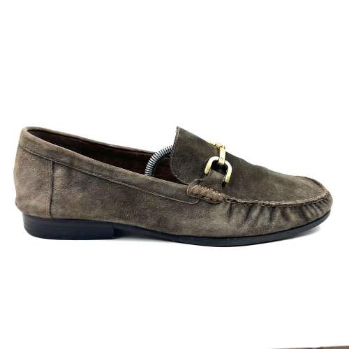 Donald J. Pilner Mens Horsebit Loafer Shoes Veeda Brown Suede Gold Size 13 M