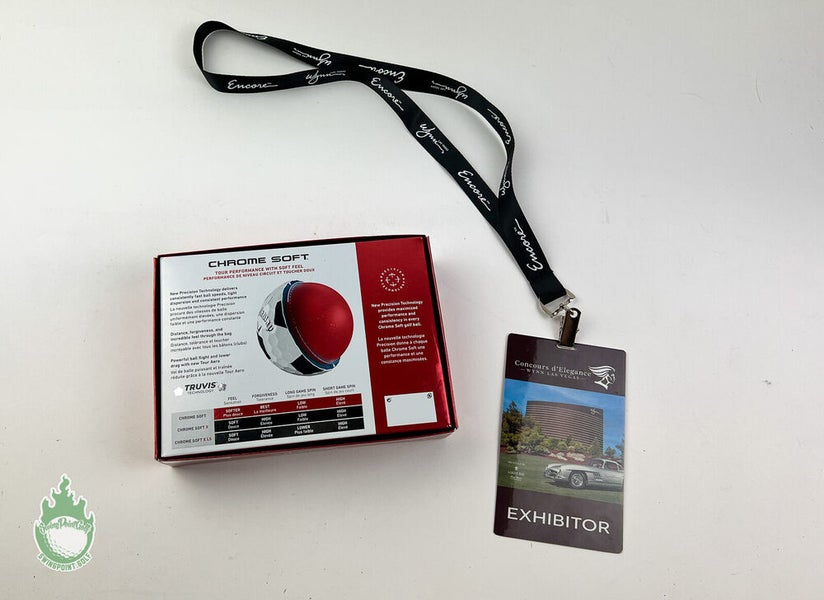 New 1 Dozen Concours d'Elegance 2022 Lanyard & Callaway Chrome Soft Golf Balls