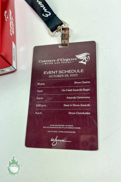 New 1 Dozen Concours d'Elegance 2022 Lanyard & Callaway Chrome Soft Golf Balls