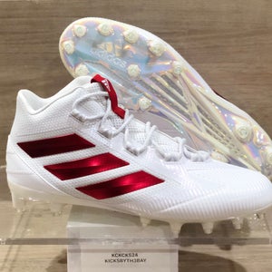 Adidas SM Freak Carbon Mid Football Cleats White Red EG1105 Mens Size 13 pearl