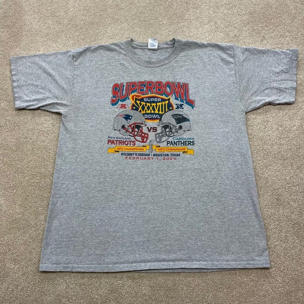 Vintage NFL Super Bowl XXXVIII 2004 Graphic T-Shirt Patriots x Panthers Sz  L USA