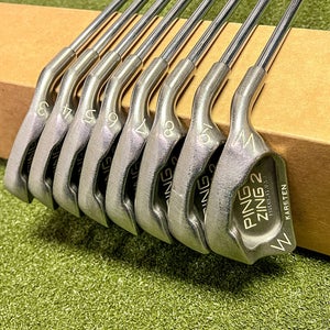 Used RH Ping Green Dot Zing 2 Irons 3-PW ZZ Lite Stiff Flex Steel Golf Club Set