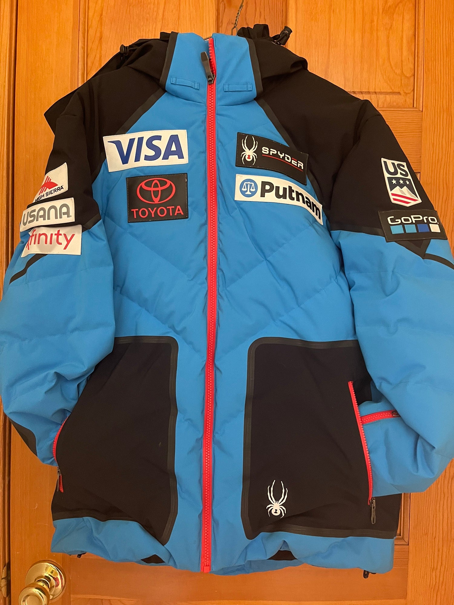 2018 US Ski Team Official Spyder Down Jacket With Sponsors Patches SidelineSwap