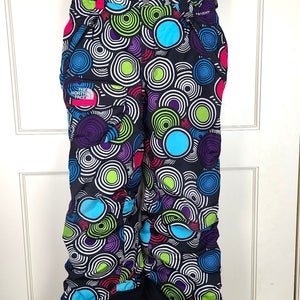 The North Face Hyvent Ski Snow Pants Girls Size M Black Multicolored Adjustable