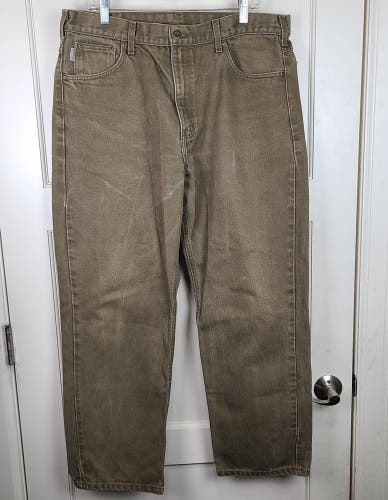 Carhartt B161 BRK Men 36X30 Relaxed Fit Straight Leg 100% Cotton Denim Jeans