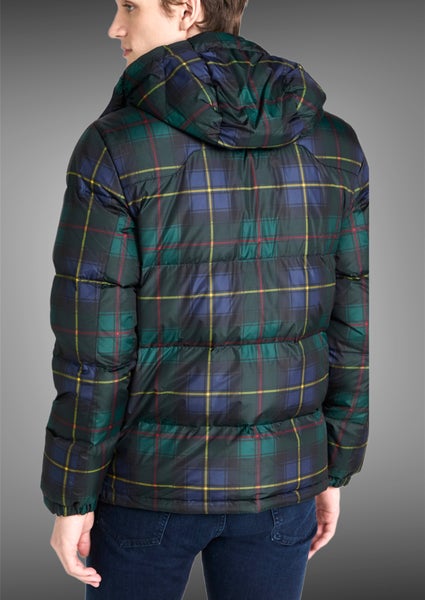 POLO RALPH LAUREN Men's Green Navy Plaid Down Filled Hooded Puffer Jacket  LARGE | SidelineSwap