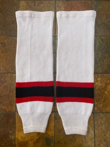 White/Red/Black Senior Medium Socks