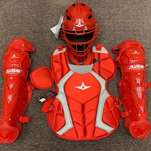 All Star Players Series Youth 10-12 Catchers Gear Set - Red Grey