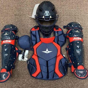 All Star Players Series Youth 7-9 Catchers Gear Set - Navy Blue Red