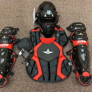 All Star Players Series Youth 7-9 Catchers Gear Set - Black Red