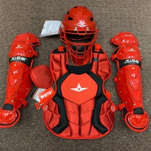 All Star Players Series Youth 7-9 Catchers Gear Set - Red Black