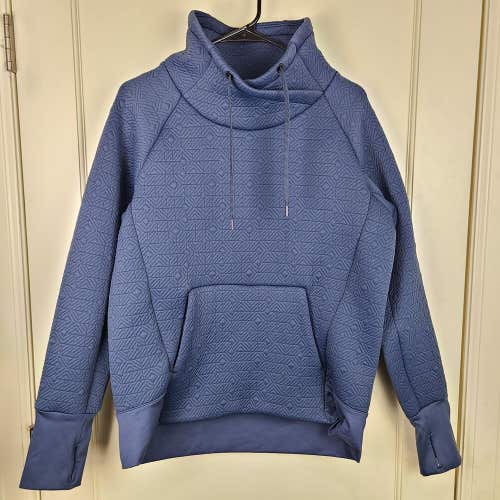 Athleta Jacquard Elevation Quilted Pullover Funnel Neck Navy Blue Size: M