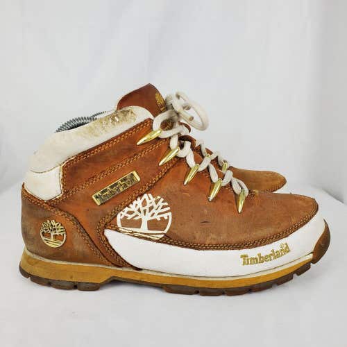 Timberland Womens Sz 8.5 Hiking Boots Shoes 16642 Wheat/White/Gold Accents