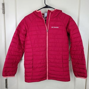 Columbia Youth Girls Powder Lite Omni-Heat Jacket Hooded Dark Red Size: L 14/16