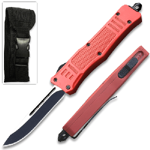 New Red Legacy OTF Knife Drop Point, Single Edged Blade